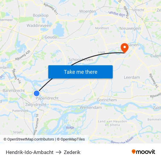 Hendrik-Ido-Ambacht to Zederik map