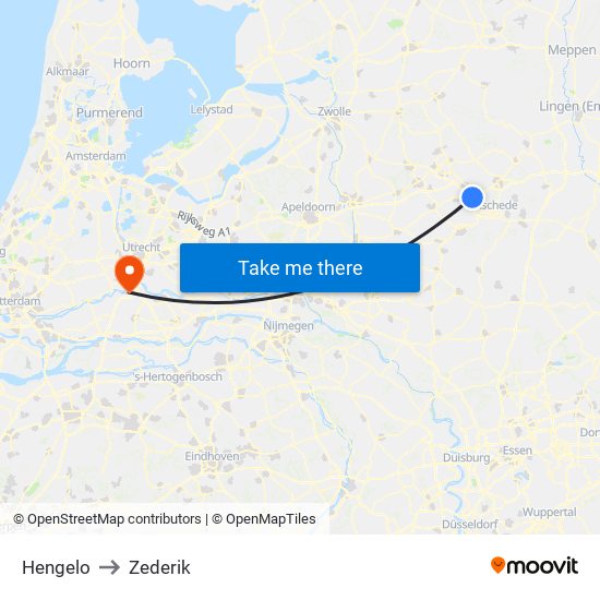 Hengelo to Zederik map