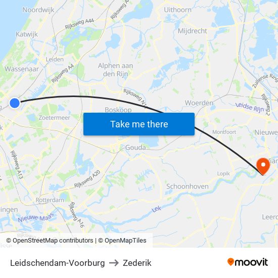 Leidschendam-Voorburg to Zederik map