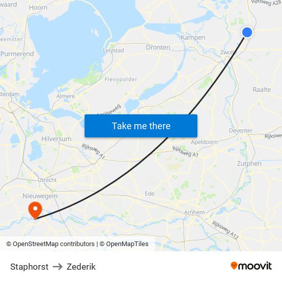 Staphorst to Zederik map