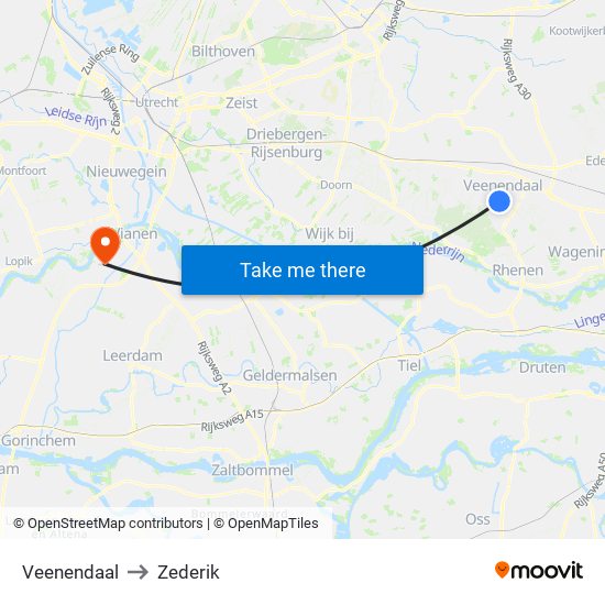 Veenendaal to Zederik map