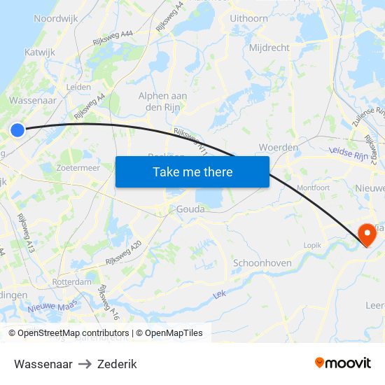 Wassenaar to Zederik map