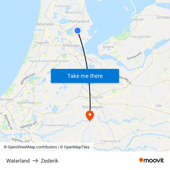 Waterland to Zederik map