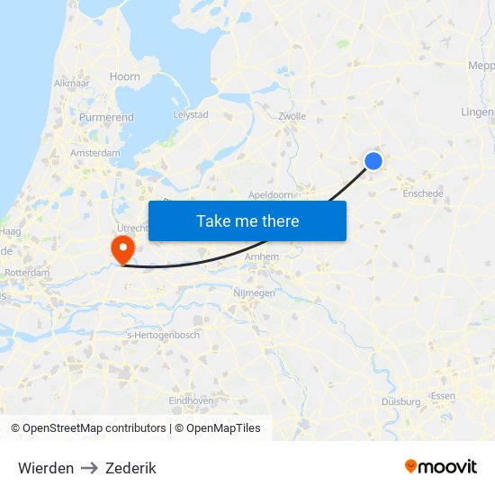 Wierden to Zederik map