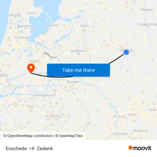Enschede to Zederik map