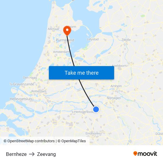 Bernheze to Zeevang map