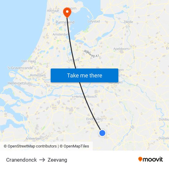Cranendonck to Zeevang map