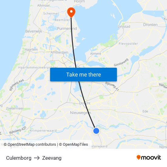 Culemborg to Zeevang map