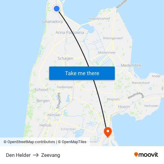 Den Helder to Zeevang map