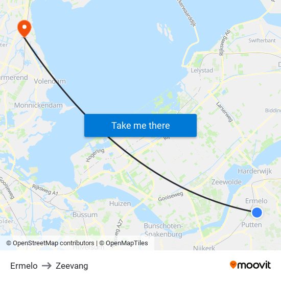 Ermelo to Zeevang map