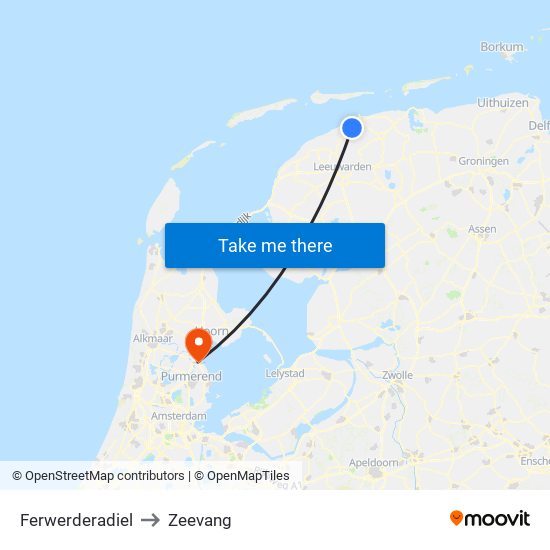 Ferwerderadiel to Zeevang map