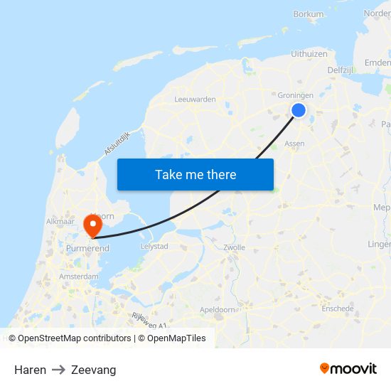 Haren to Zeevang map