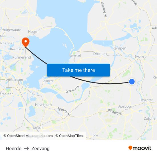 Heerde to Zeevang map