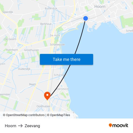 Hoorn to Zeevang map
