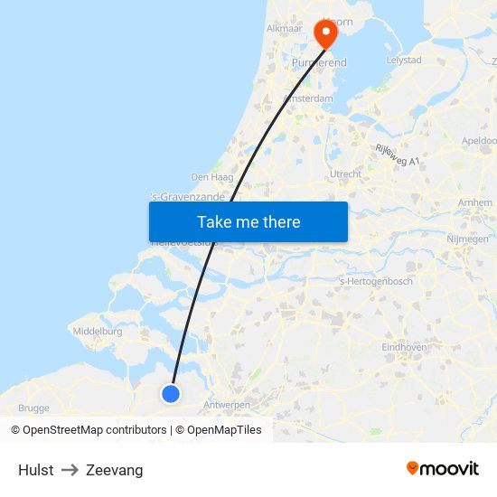Hulst to Zeevang map