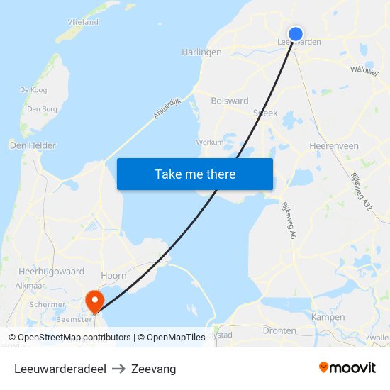Leeuwarderadeel to Zeevang map