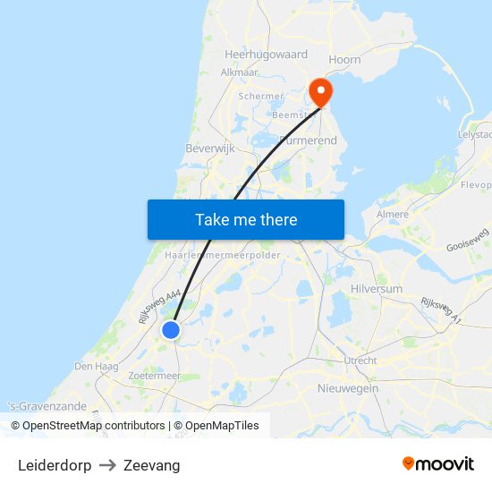 Leiderdorp to Zeevang map