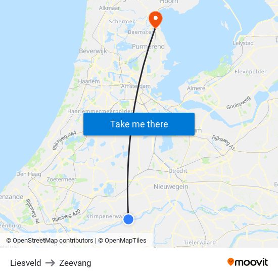 Liesveld to Zeevang map