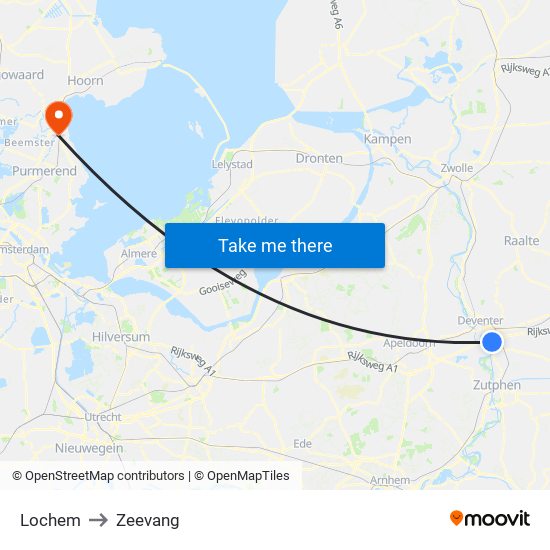 Lochem to Zeevang map