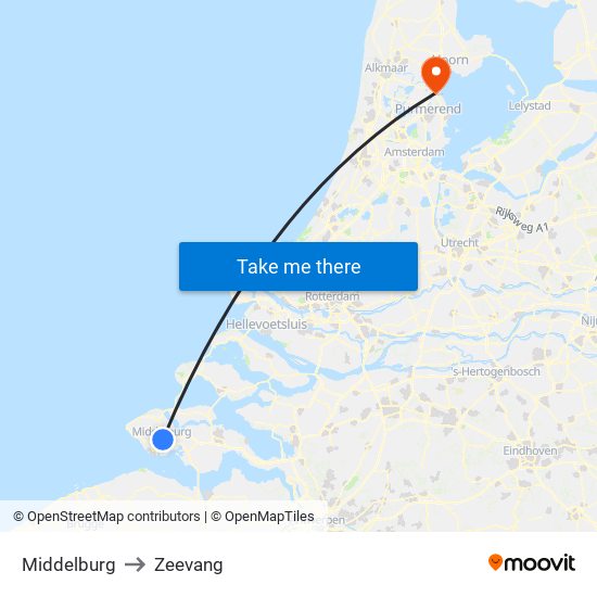 Middelburg to Zeevang map