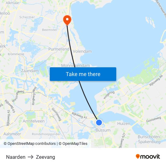 Naarden to Zeevang map