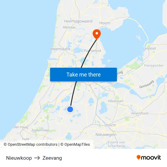 Nieuwkoop to Zeevang map