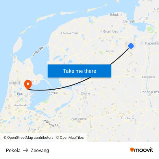 Pekela to Zeevang map