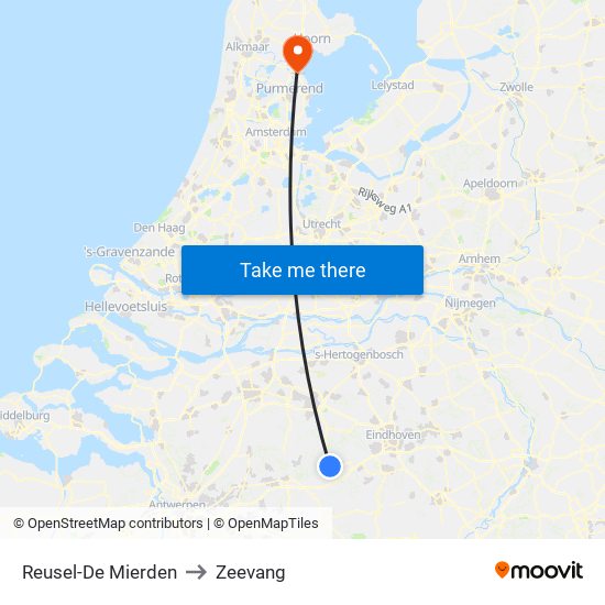 Reusel-De Mierden to Zeevang map