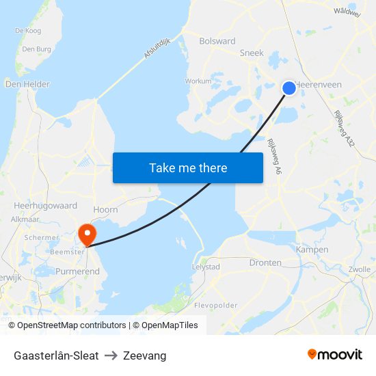 Gaasterlân-Sleat to Zeevang map