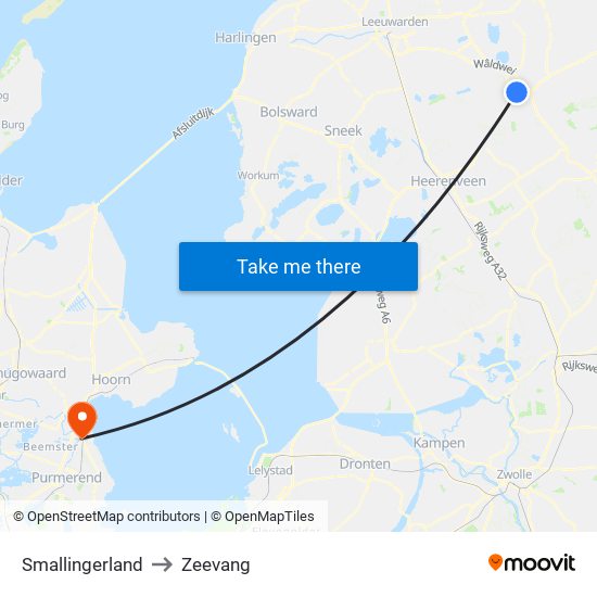 Smallingerland to Zeevang map