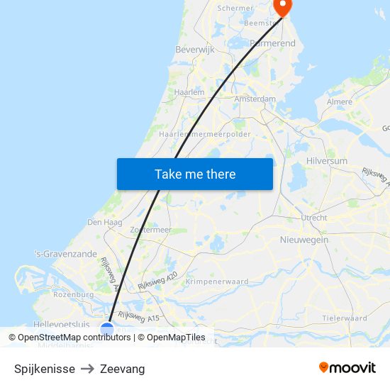 Spijkenisse to Zeevang map