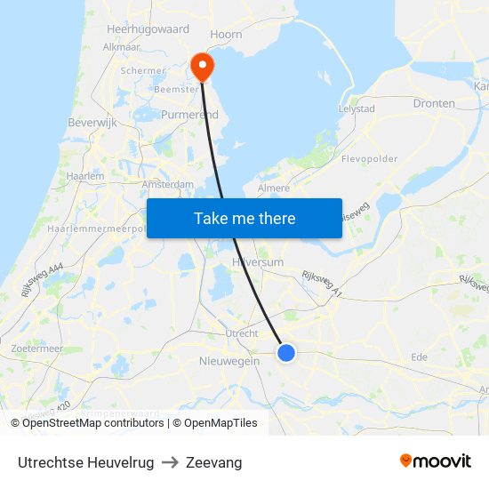 Utrechtse Heuvelrug to Zeevang map