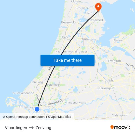 Vlaardingen to Zeevang map