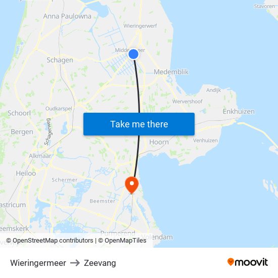 Wieringermeer to Zeevang map