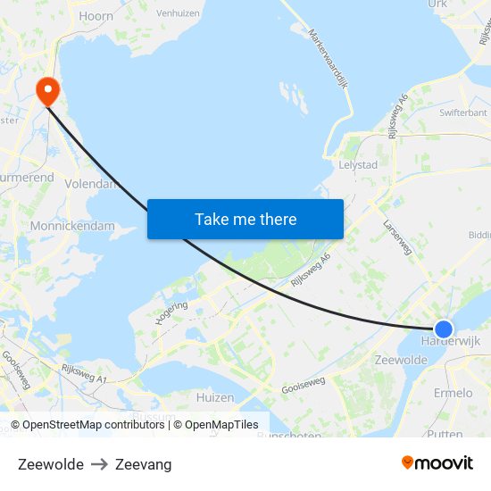 Zeewolde to Zeevang map