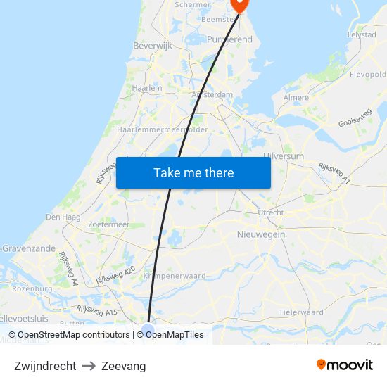 Zwijndrecht to Zeevang map