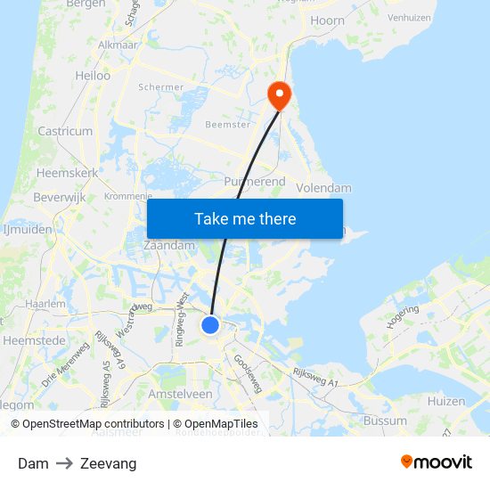Dam to Zeevang map