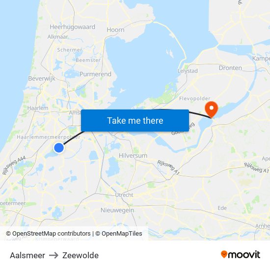 Aalsmeer to Zeewolde map