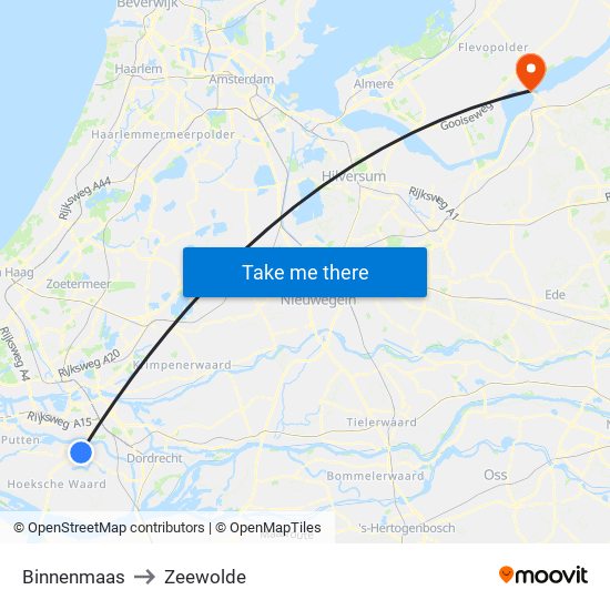 Binnenmaas to Zeewolde map