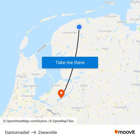 Dantumadiel to Zeewolde map