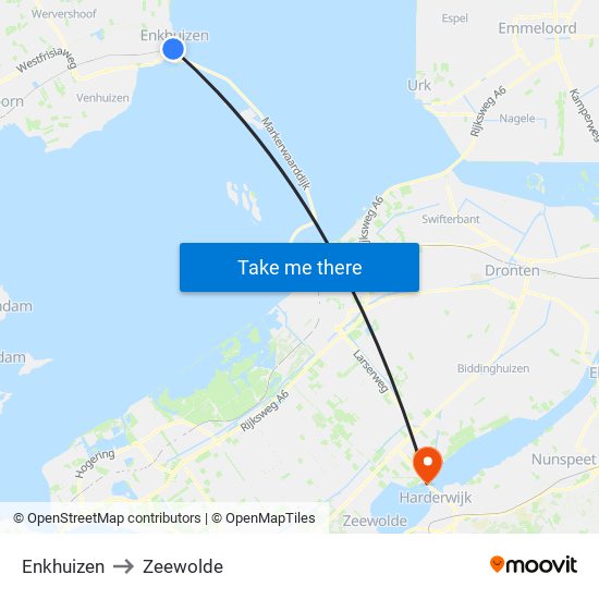 Enkhuizen to Zeewolde map