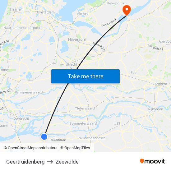 Geertruidenberg to Zeewolde map