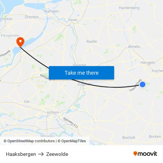 Haaksbergen to Zeewolde map