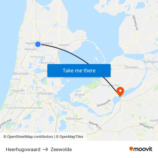 Heerhugowaard to Zeewolde map