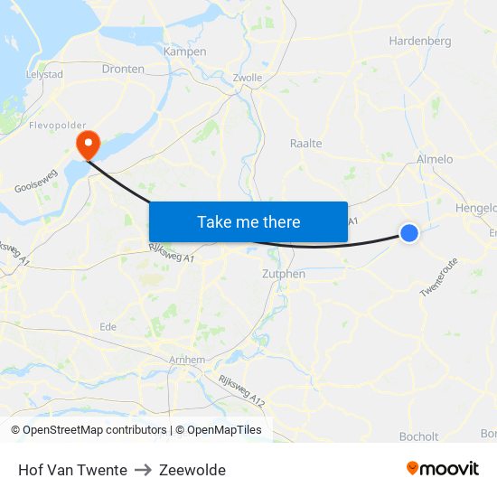 Hof Van Twente to Zeewolde map