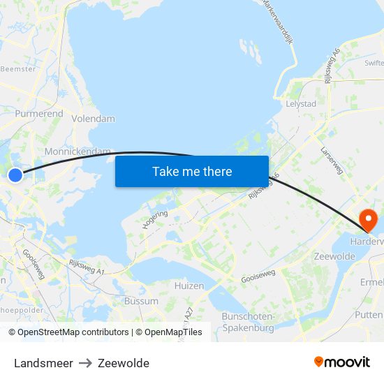 Landsmeer to Zeewolde map