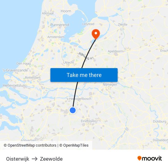 Oisterwijk to Zeewolde map