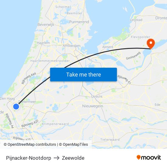 Pijnacker-Nootdorp to Zeewolde map