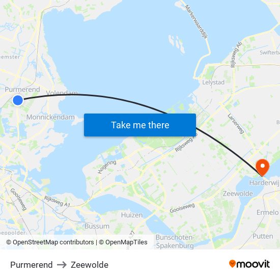 Purmerend to Zeewolde map