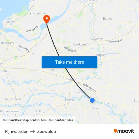 Rijnwaarden to Zeewolde map